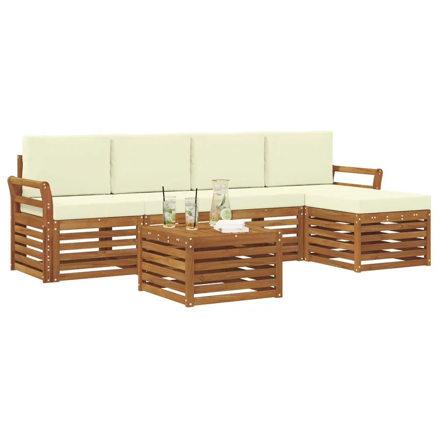 Ensemble de canapés d'extérieur 6 pcs Naturel et Crème - 3