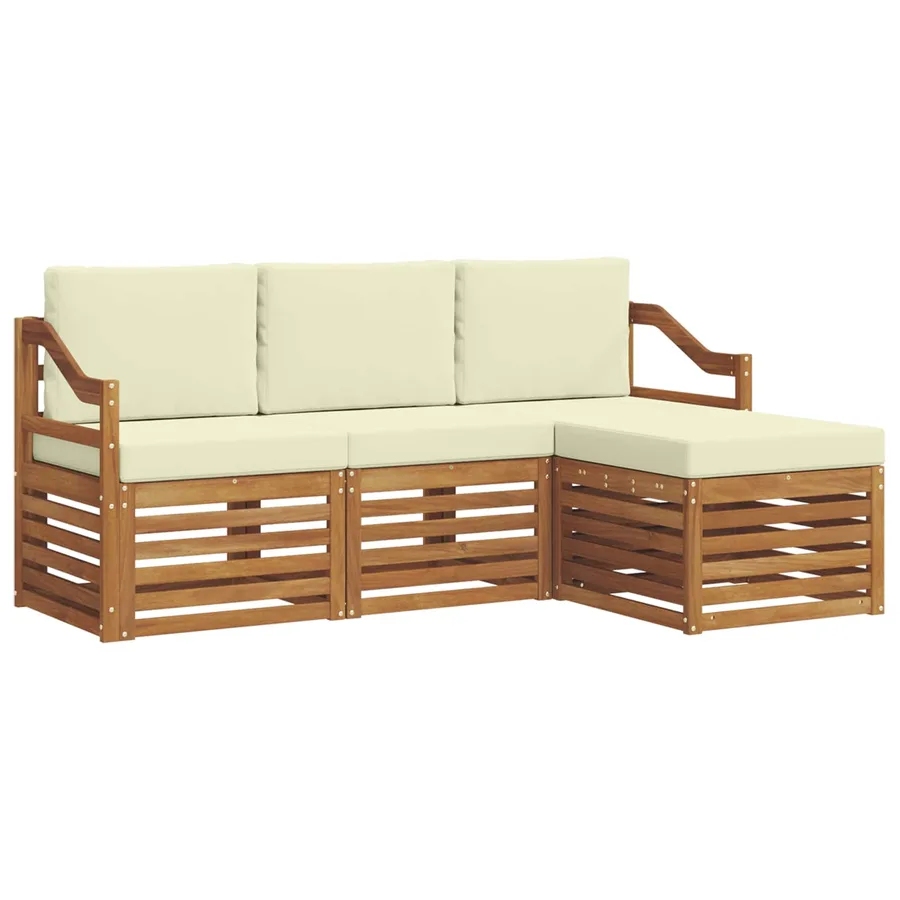 Ensemble de canapés d'extérieur 4 pcs Naturel et Crème - 2