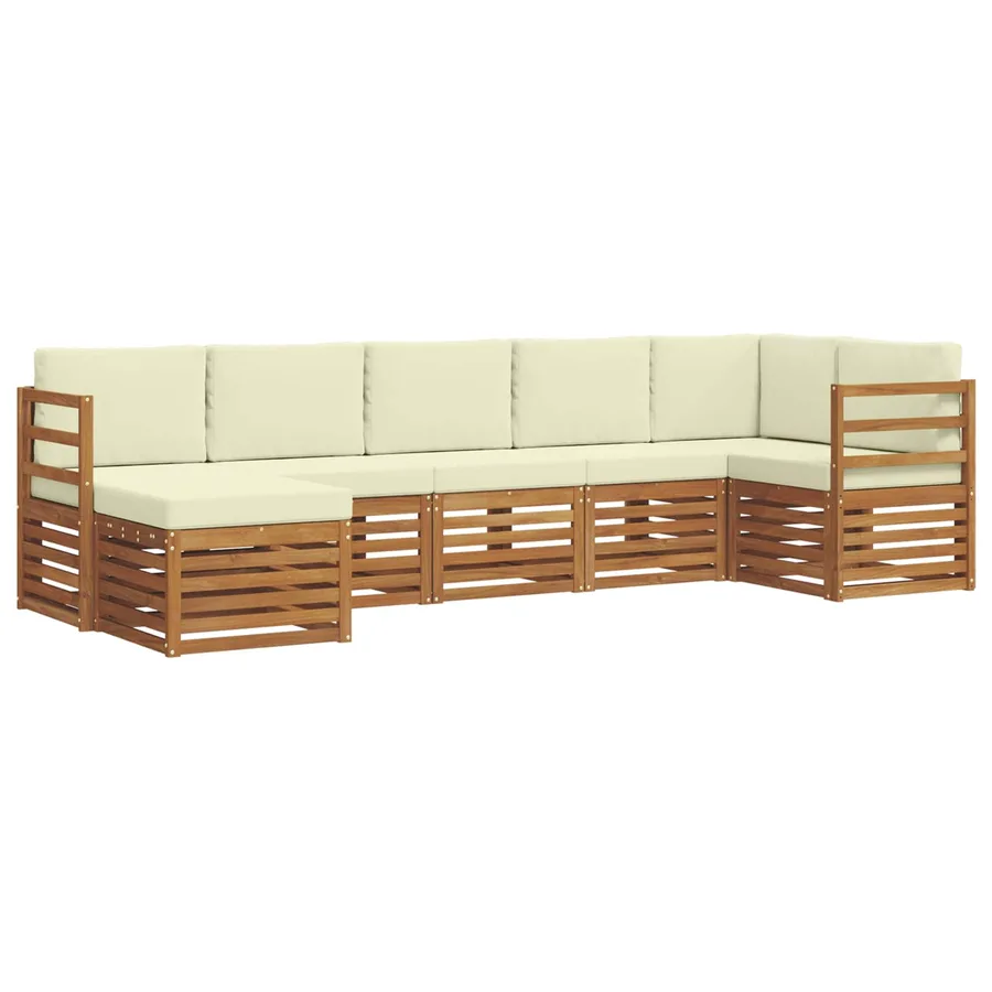 Ensemble de canapé d'angle avec coussin 7 pcs Naturel et Crème - 2