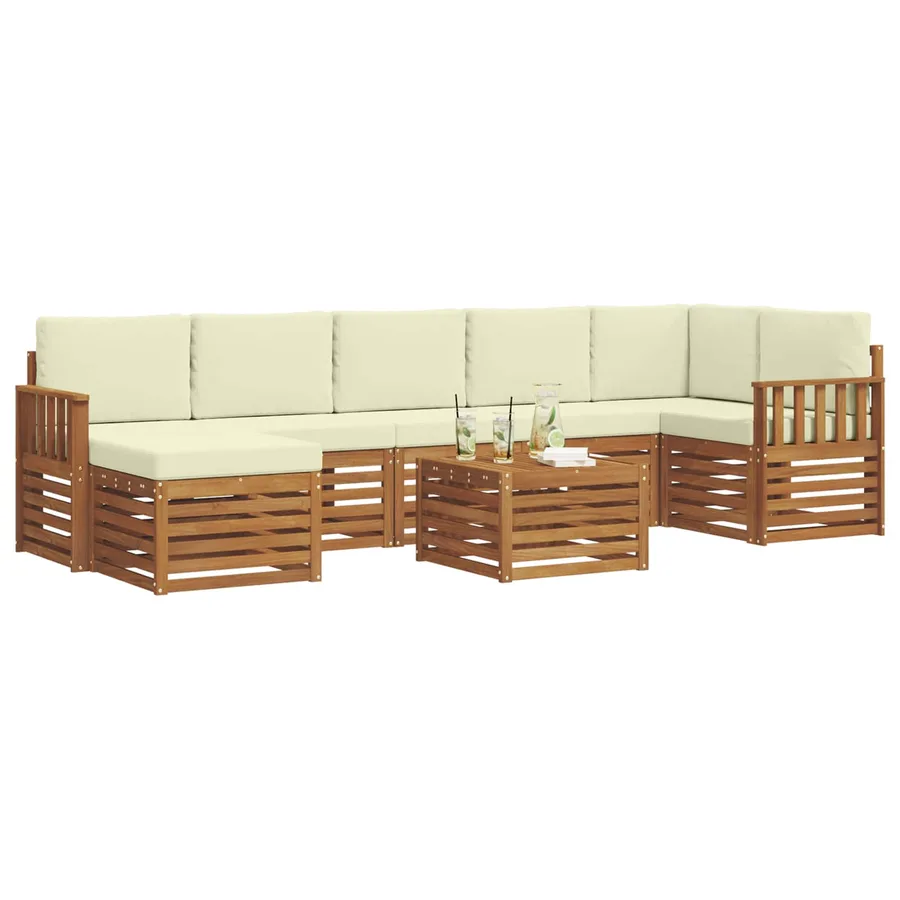 Ensemble de canapés d'extérieur 8 pcs Naturel et Crème - 3