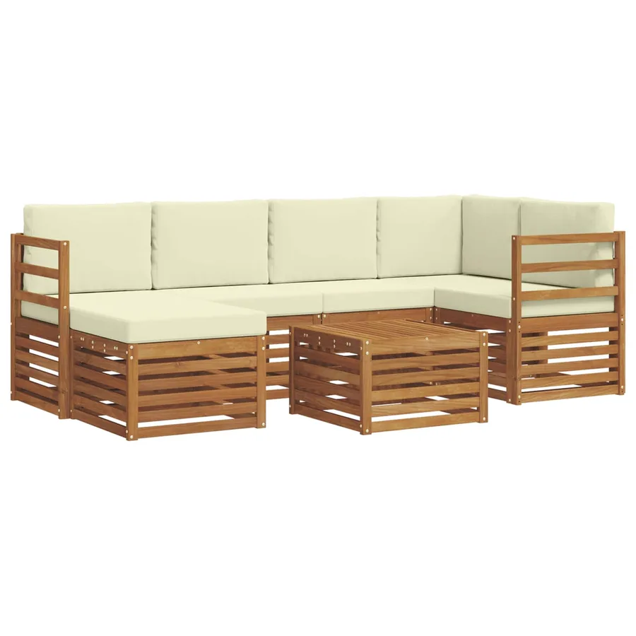 Ensemble de canapé d'angle avec coussin 7 pcs Naturel et Crème - 2