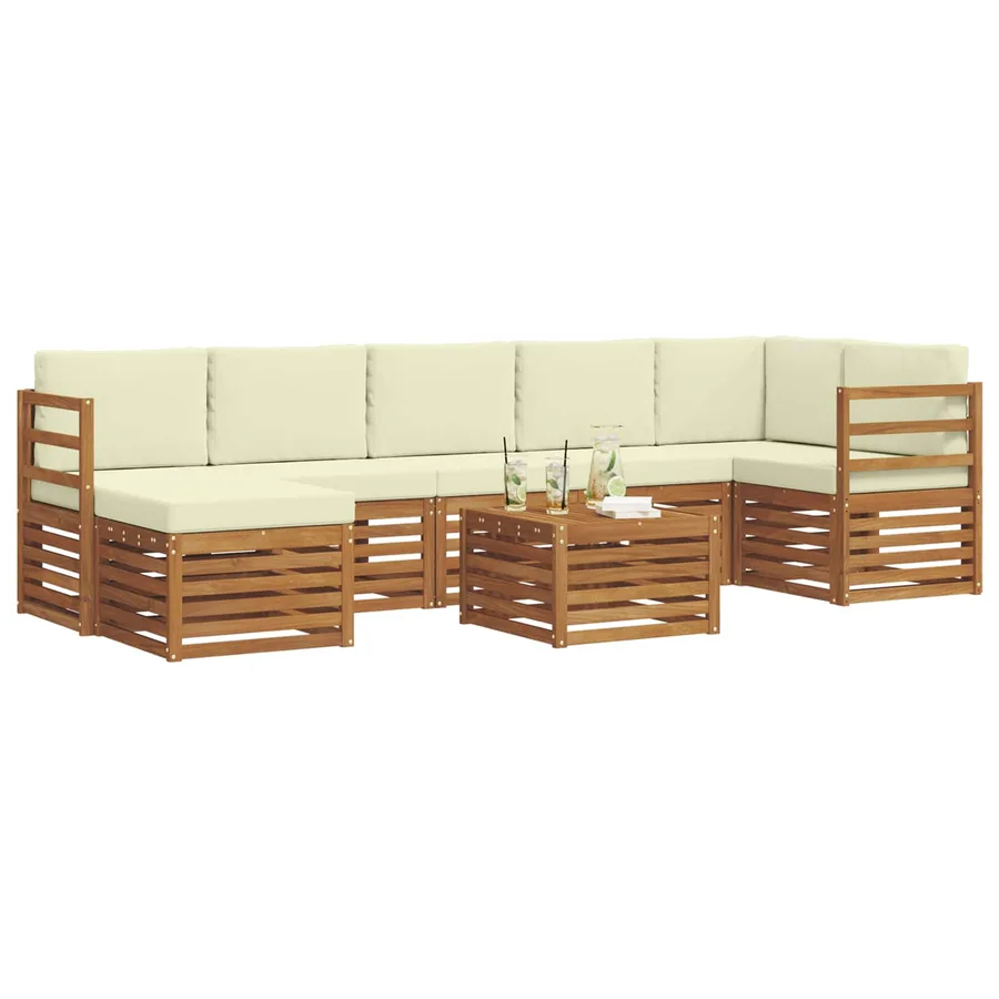 Ensemble de canapés d'extérieur 8 pcs Naturel et Crème - 3
