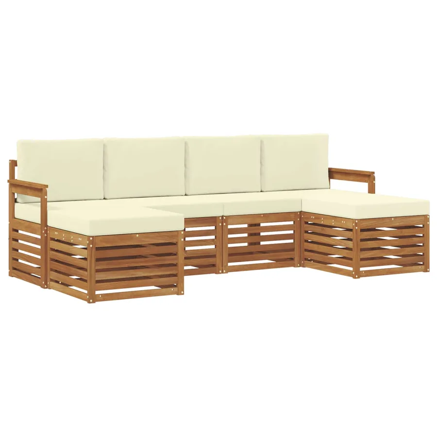 Ensembles de canapés avec coussin 6 pcs Naturel et Crème - 2