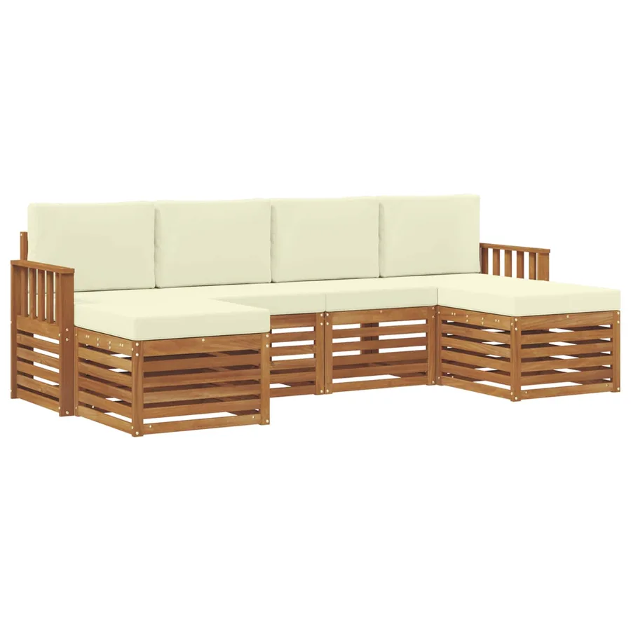 Ensembles de canapés avec coussin 6 pcs Naturel et Crème - 2