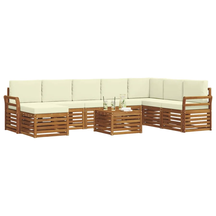 Ensemble de canapés d'extérieur 9 pcs Naturel et Crème - 3