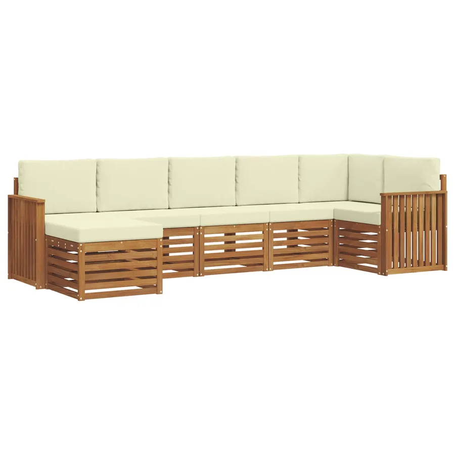 Ensemble de canapé d'angle avec coussin 7 pcs Naturel et Crème - 2