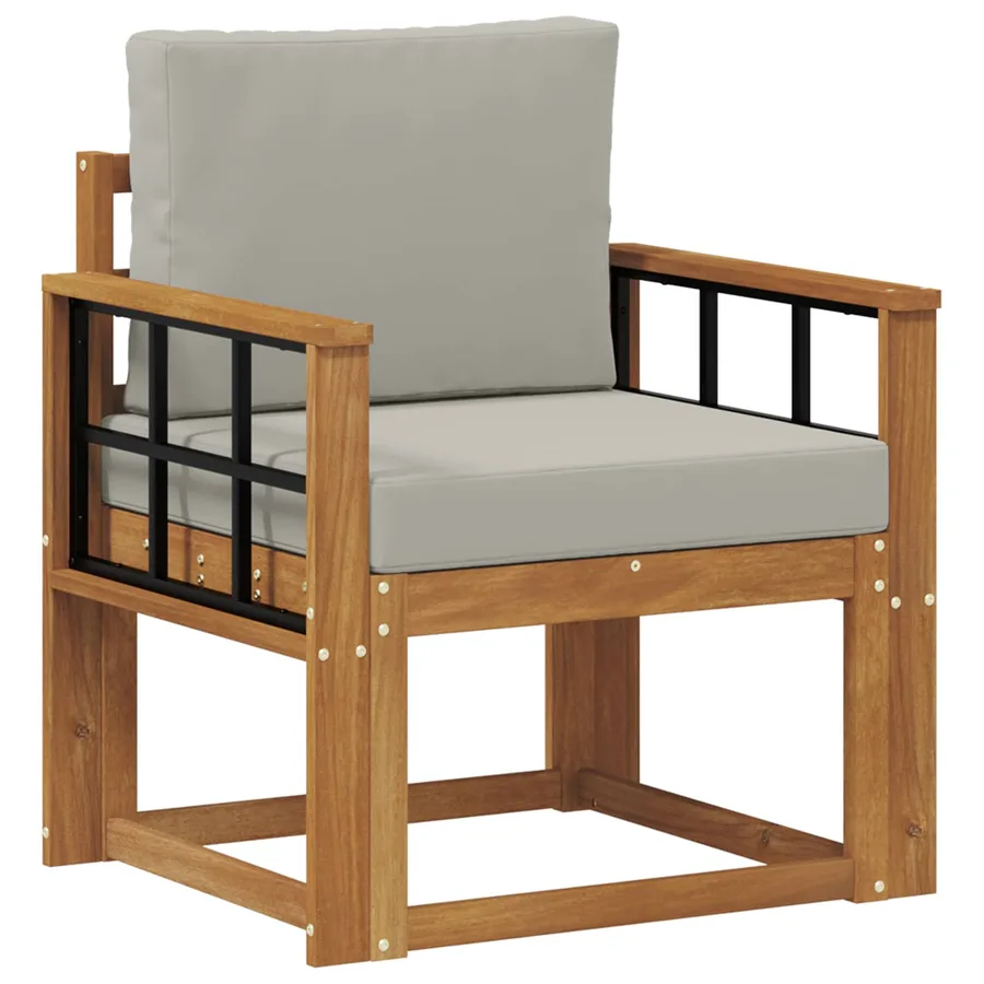 Canapé d’extérieur Bois d'acacia massif et polyester - 2