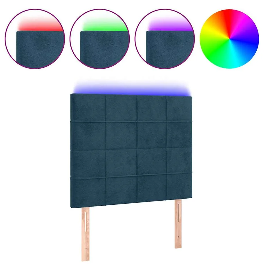 Tête de lit à LED Bleu foncé 100x5x118/128 cm Velours - 2