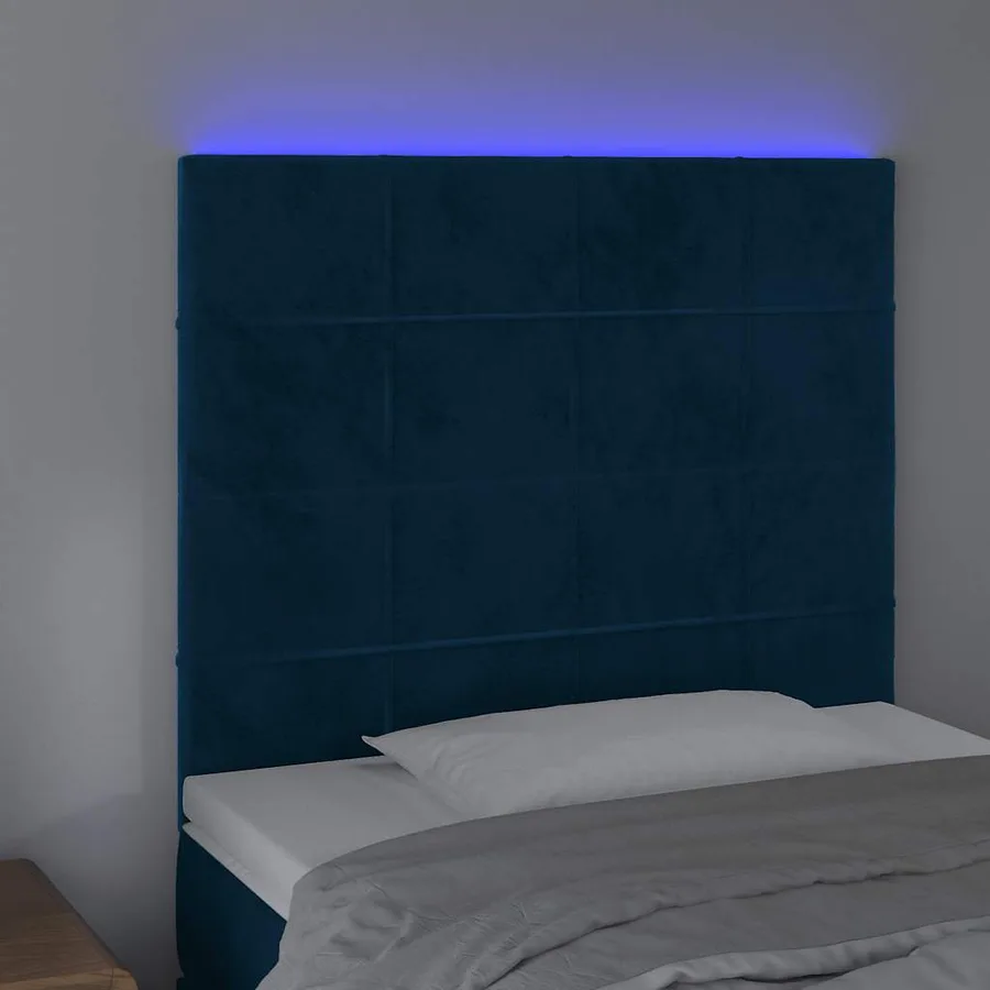 Tête de lit à LED Bleu foncé 100x5x118/128 cm Velours - 3