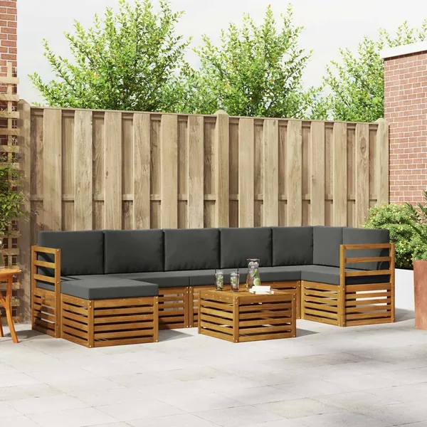 Ensemble de canapés d'extérieur 8 pcs Naturel et Anthracite