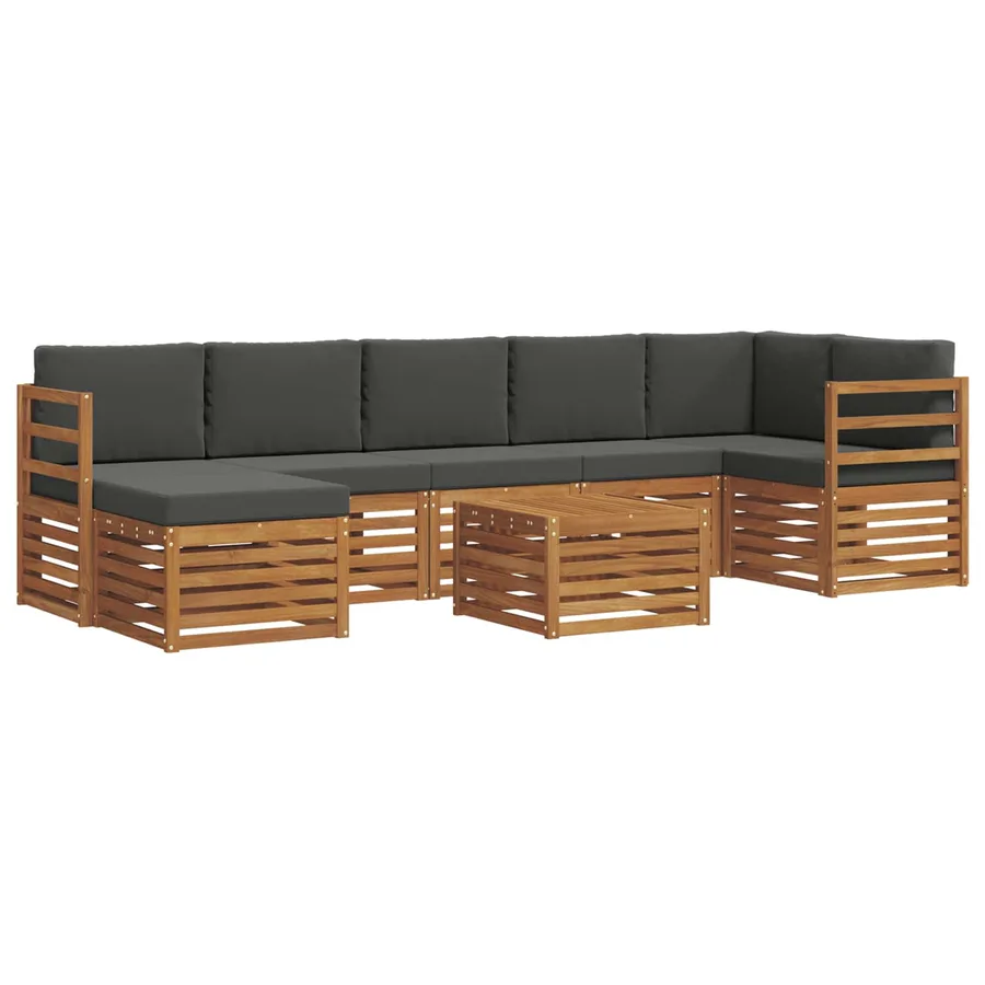 Ensemble de canapés d'extérieur 8 pcs Naturel et Anthracite - 2