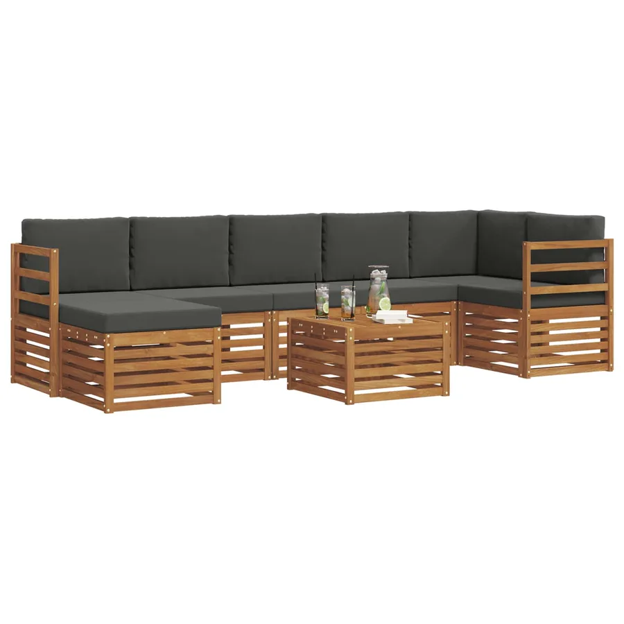 Ensemble de canapés d'extérieur 8 pcs Naturel et Anthracite - 3