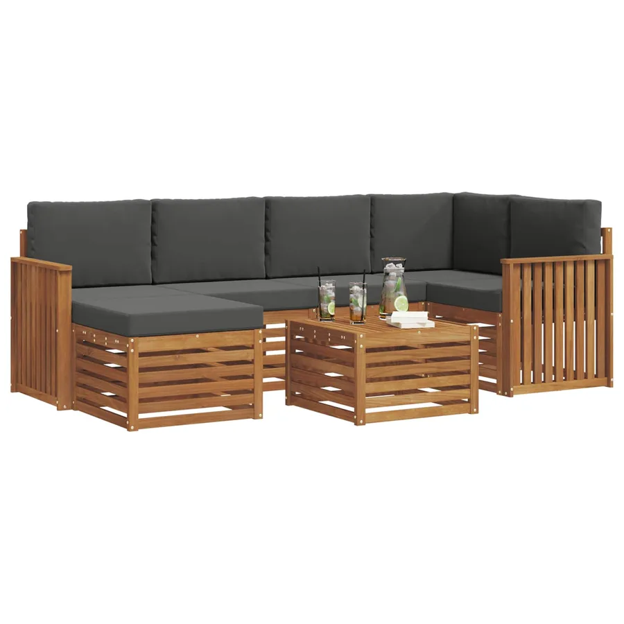 Ensemble de canapé d'angle 7 pcs Naturel et Anthracite - 3