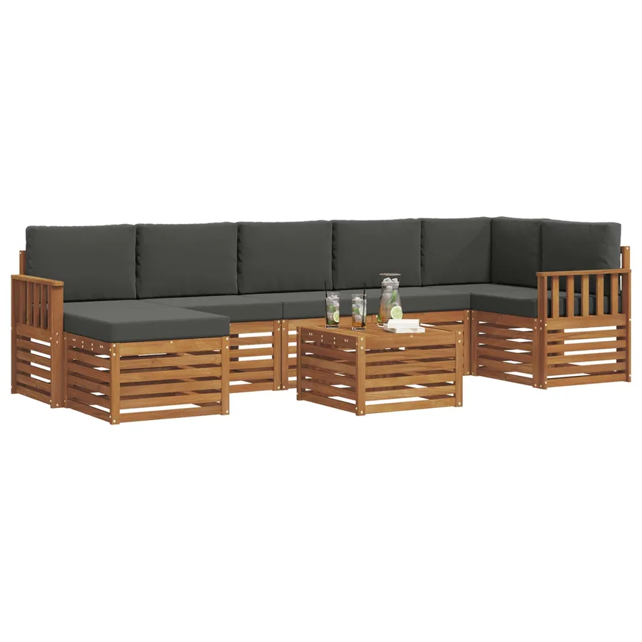 Ensemble de canapés d'extérieur 8 pcs Naturel et Anthracite - 3