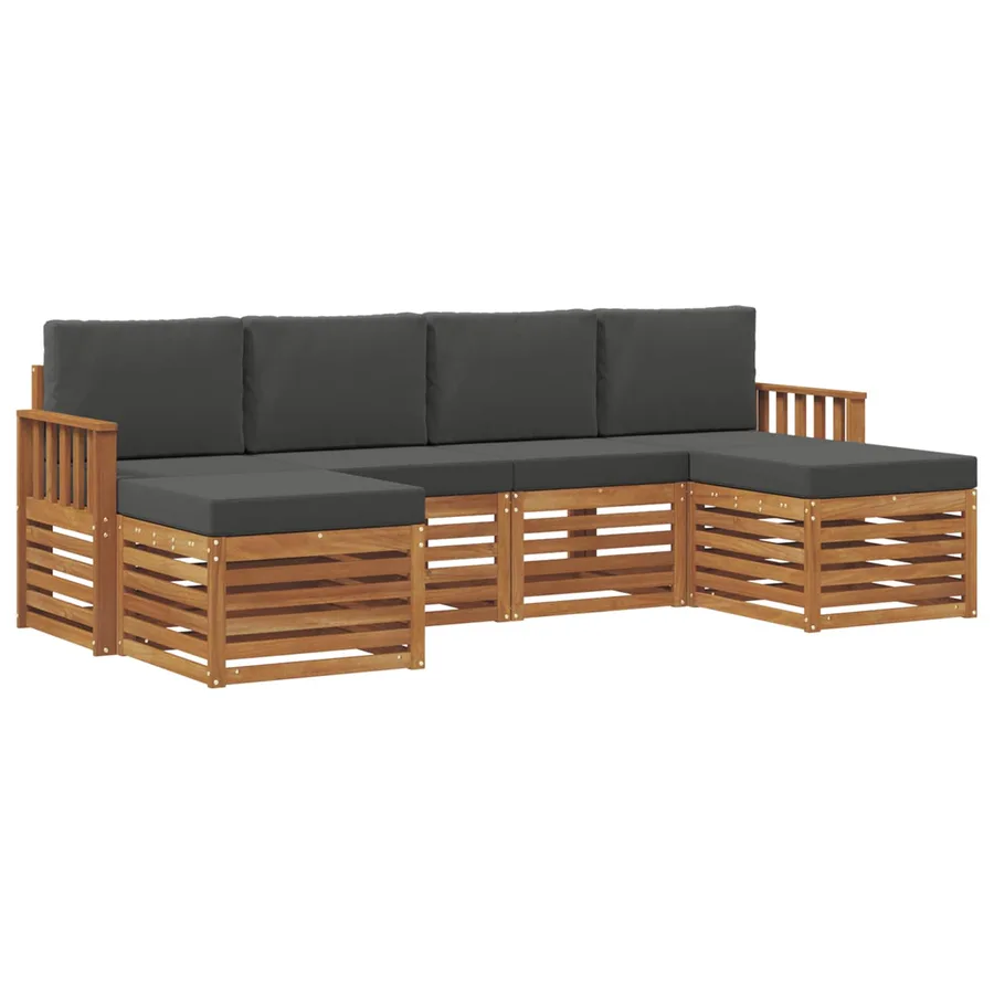 Ensembles de canapés avec coussin 6 pcs Naturel et Anthracite - 2