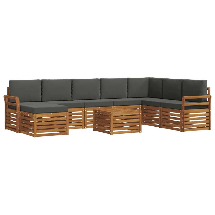 Ensemble de canapés d'extérieur 9 pcs Naturel et Anthracite - 2