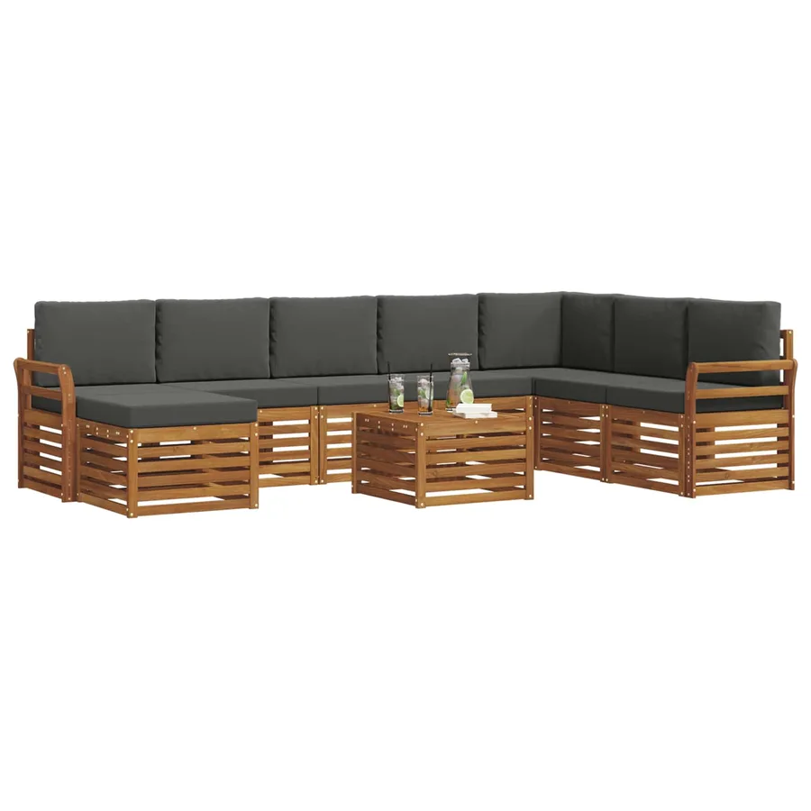 Ensemble de canapés d'extérieur 9 pcs Naturel et Anthracite - 3