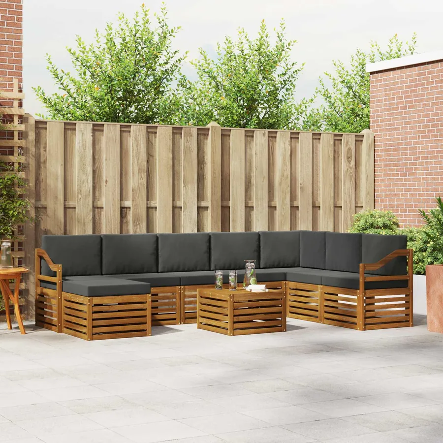 Ensemble de canapés d'extérieur 9 pcs Naturel et Anthracite
