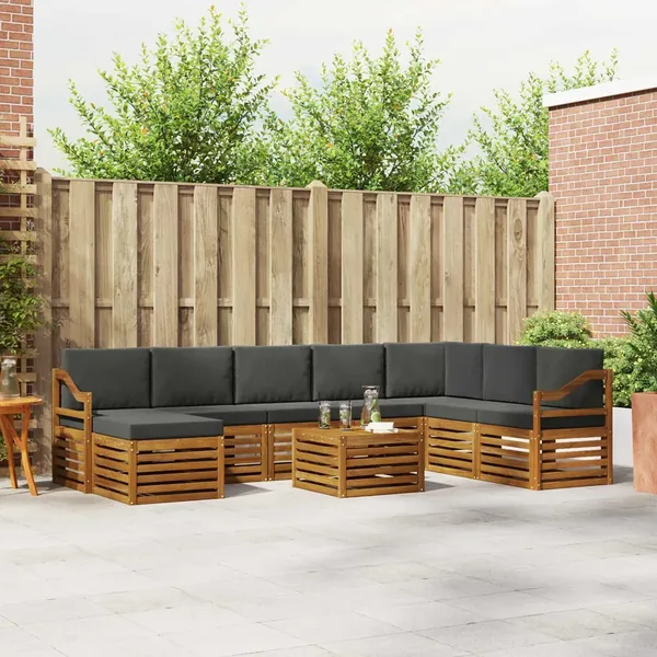 Ensemble de canapés d'extérieur 9 pcs Naturel et Anthracite