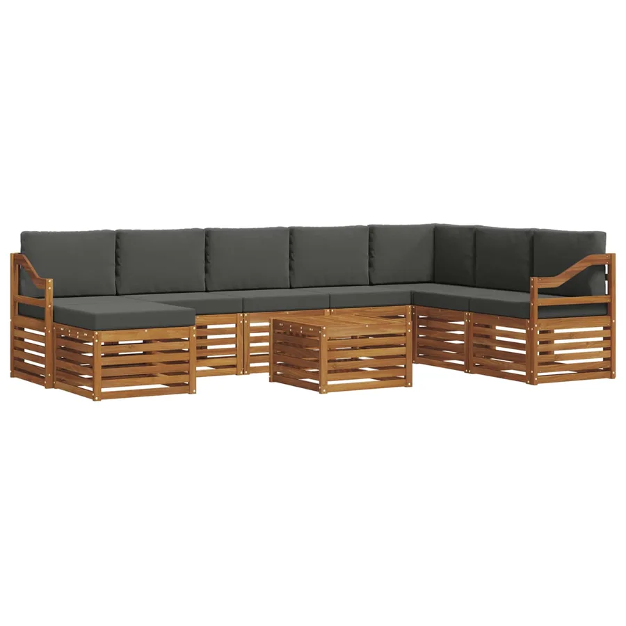 Ensemble de canapés d'extérieur 9 pcs Naturel et Anthracite - 2