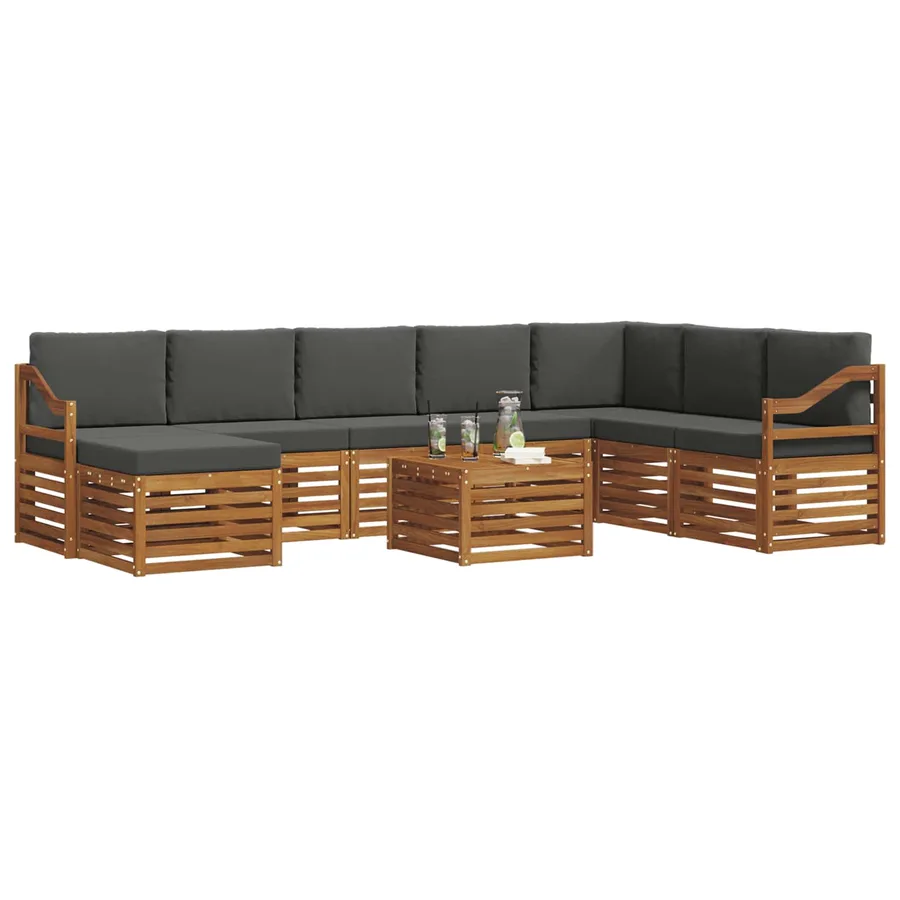 Ensemble de canapés d'extérieur 9 pcs Naturel et Anthracite - 3