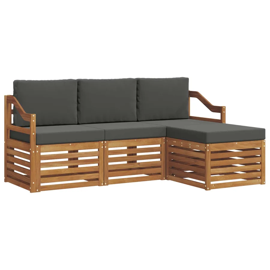 Ensemble de canapés d'extérieur 4 pcs Naturel et Anthracite - 2