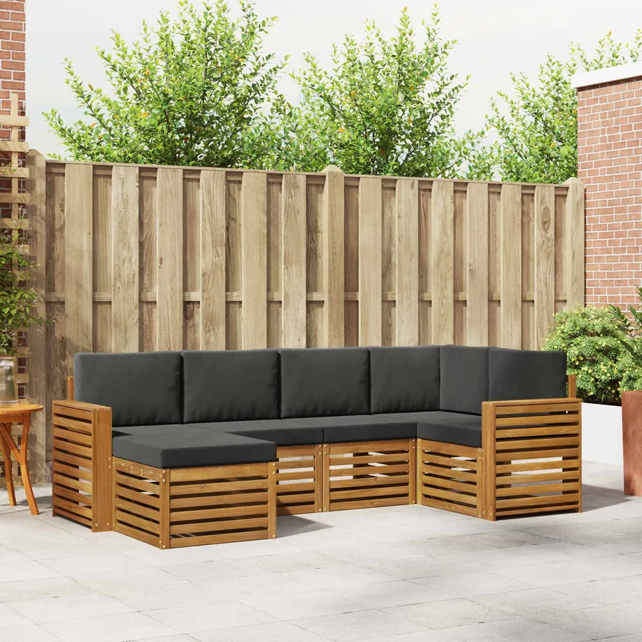Ensemble de canapé d'angle 6 pcs Naturel et Anthracite