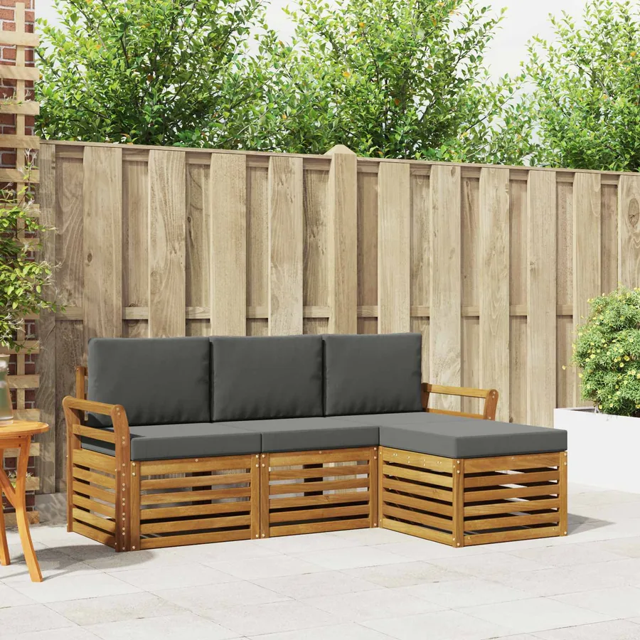 Ensemble de canapés d'extérieur 4 pcs Naturel et Anthracite