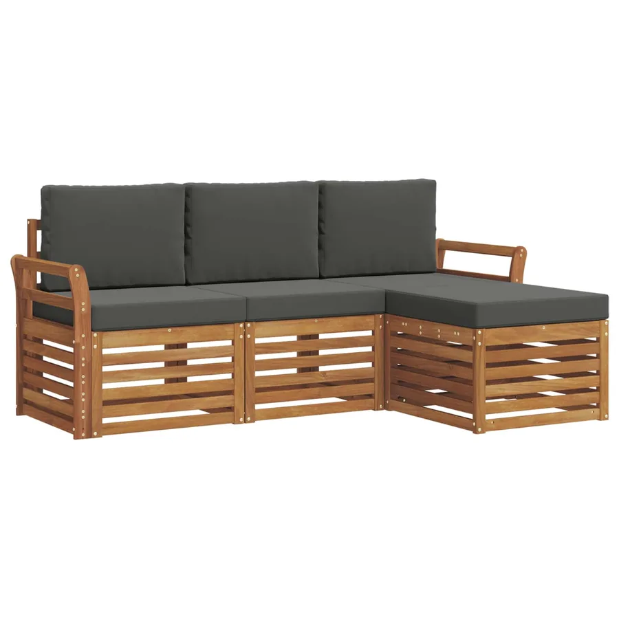 Ensemble de canapés d'extérieur 4 pcs Naturel et Anthracite - 2