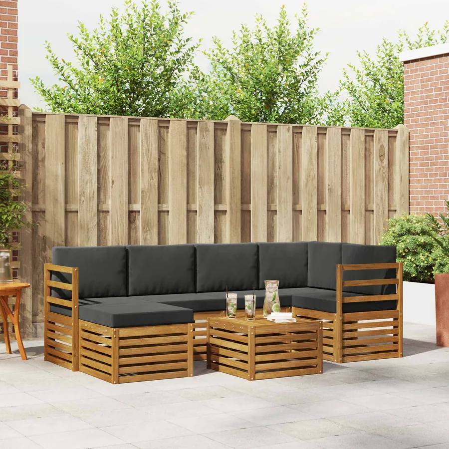 Ensemble de canapé d'angle 7 pcs Naturel et Anthracite