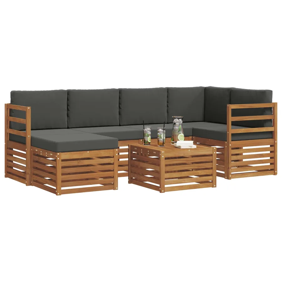 Ensemble de canapé d'angle 7 pcs Naturel et Anthracite - 3