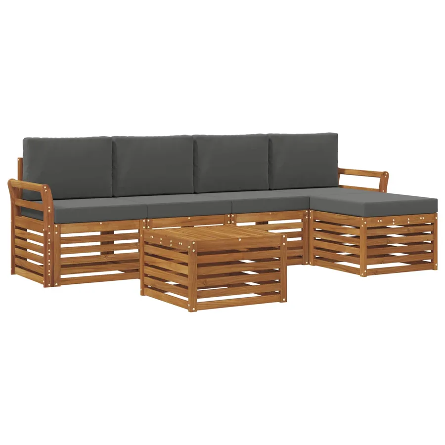 Ensemble de canapés d'extérieur 6 pcs Naturel et Anthracite - 2