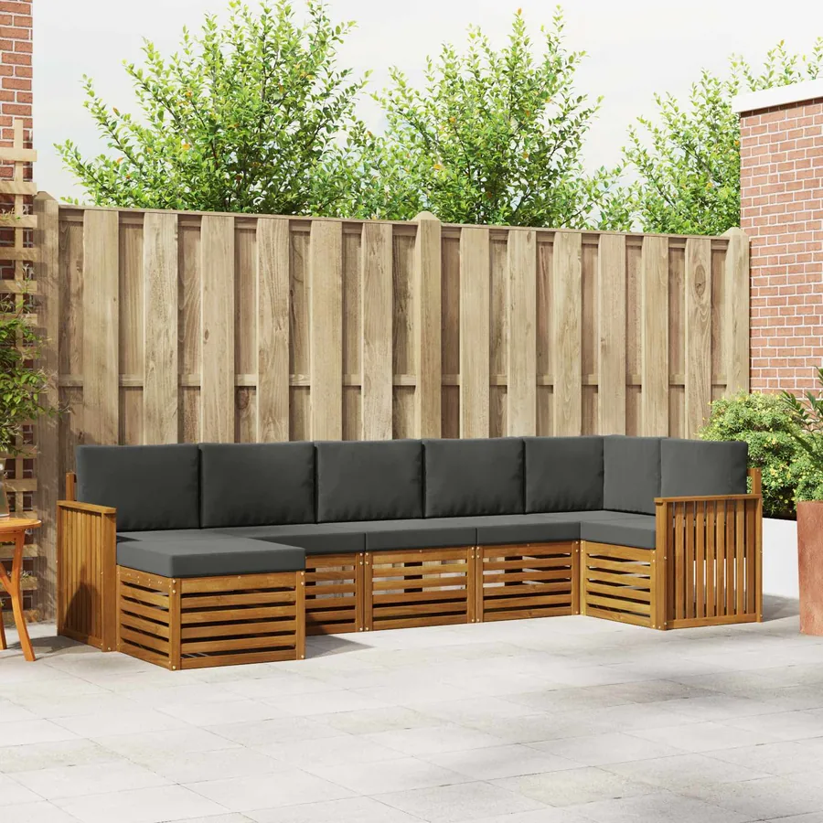 Ensemble de canapé d'angle 7 pcs Naturel et Anthracite