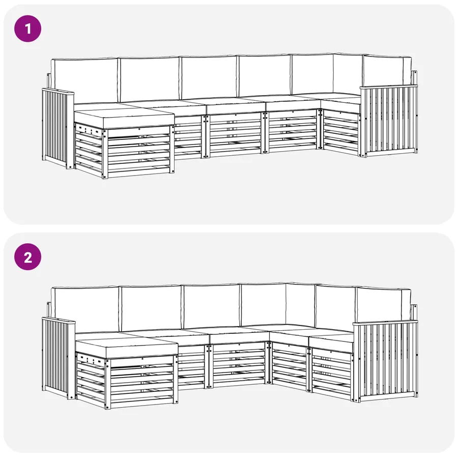 Ensemble de canapé d'angle 7 pcs Naturel et Anthracite - 7
