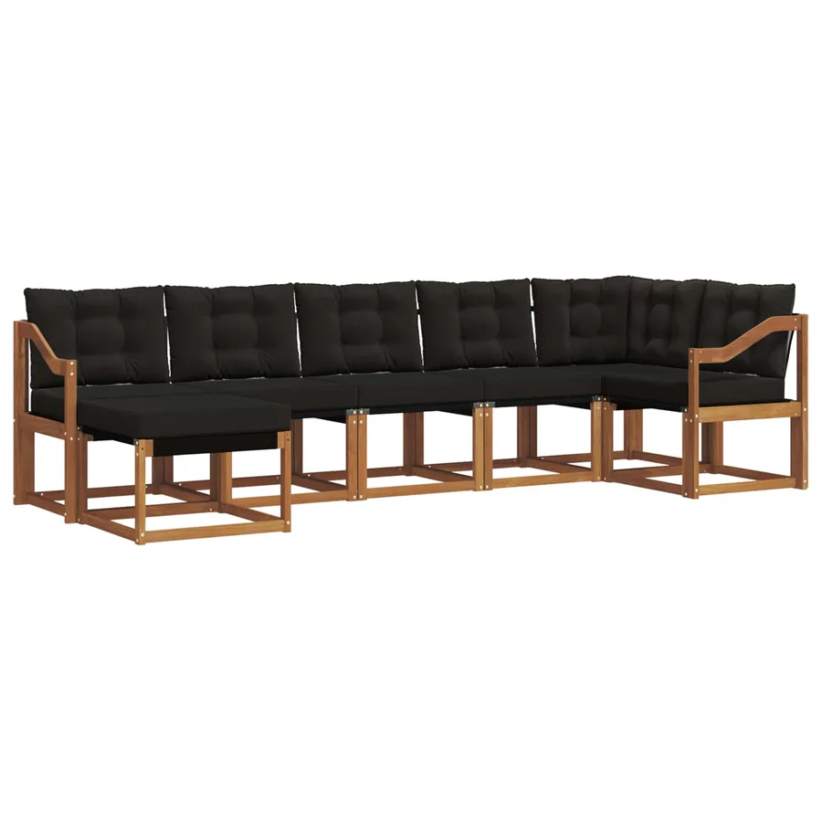Ensemble de canapés d'extérieur 7 pcs Naturel et Noir - 2