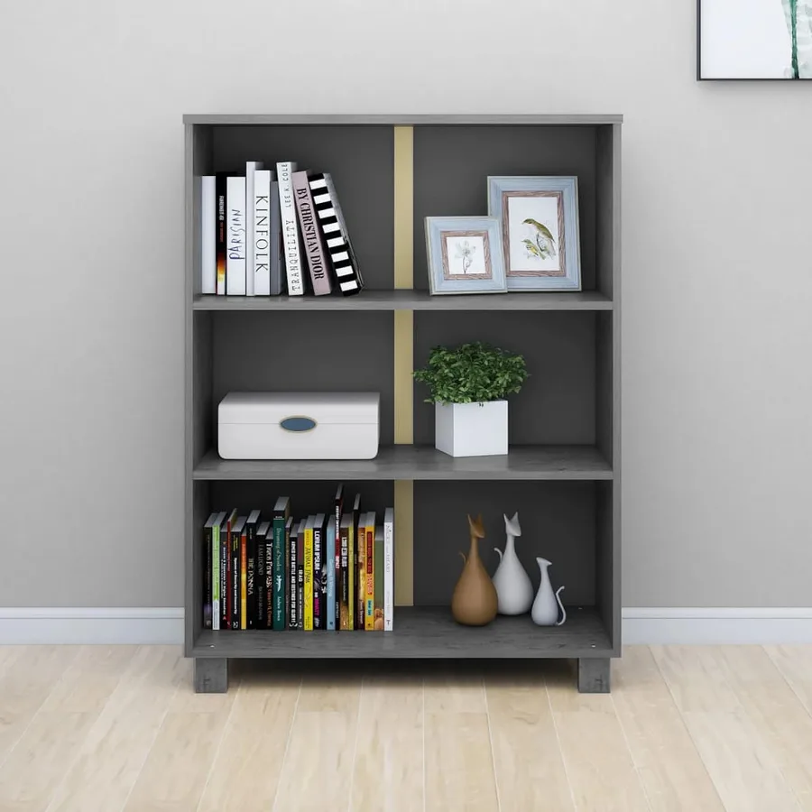 Bibliothèque HAMAR Gris foncé 85x35x112 cm Bois de pin massif - 5