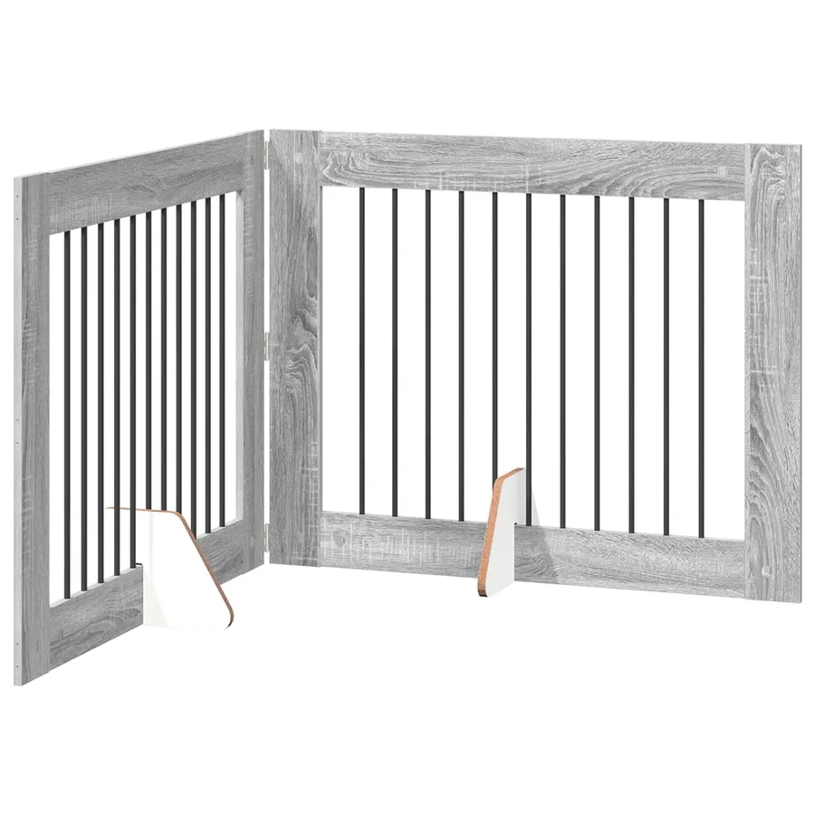 Porte de chien pliable avec supports 2 pcs Sonoma gris 200,5 cm - 2