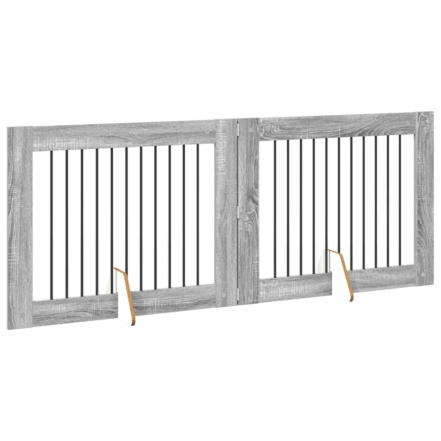 Porte de chien pliable avec supports 2 pcs Sonoma gris 200,5 cm - 3