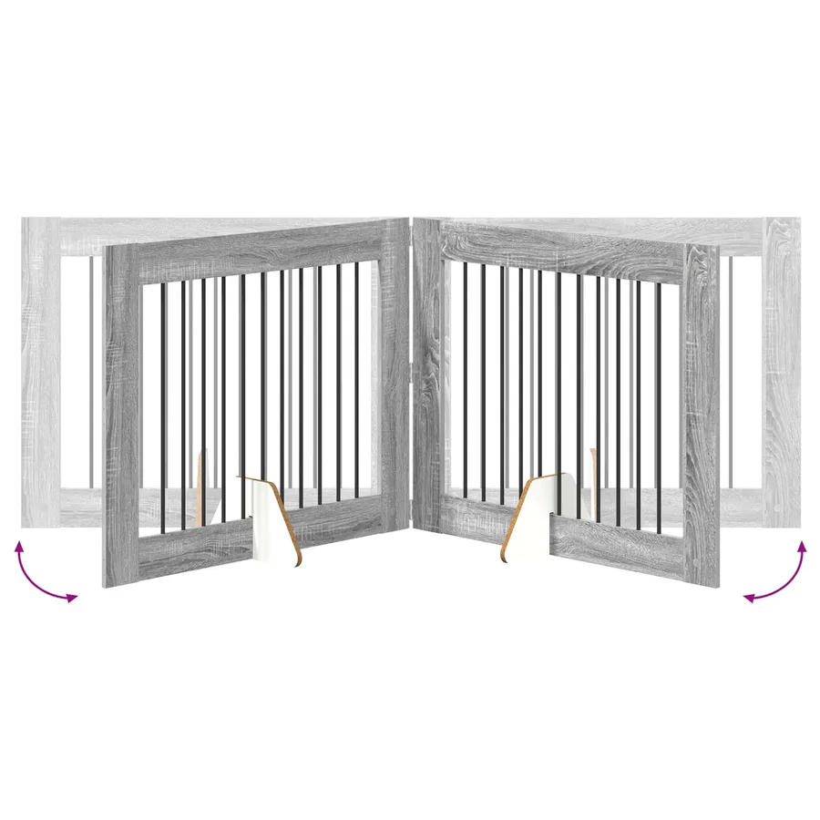 Porte de chien pliable avec supports 2 pcs Sonoma gris 200,5 cm - 7