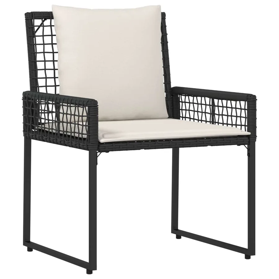Ensemble de meubles d'extérieur 4 pcs Noir et blanc crème - 7