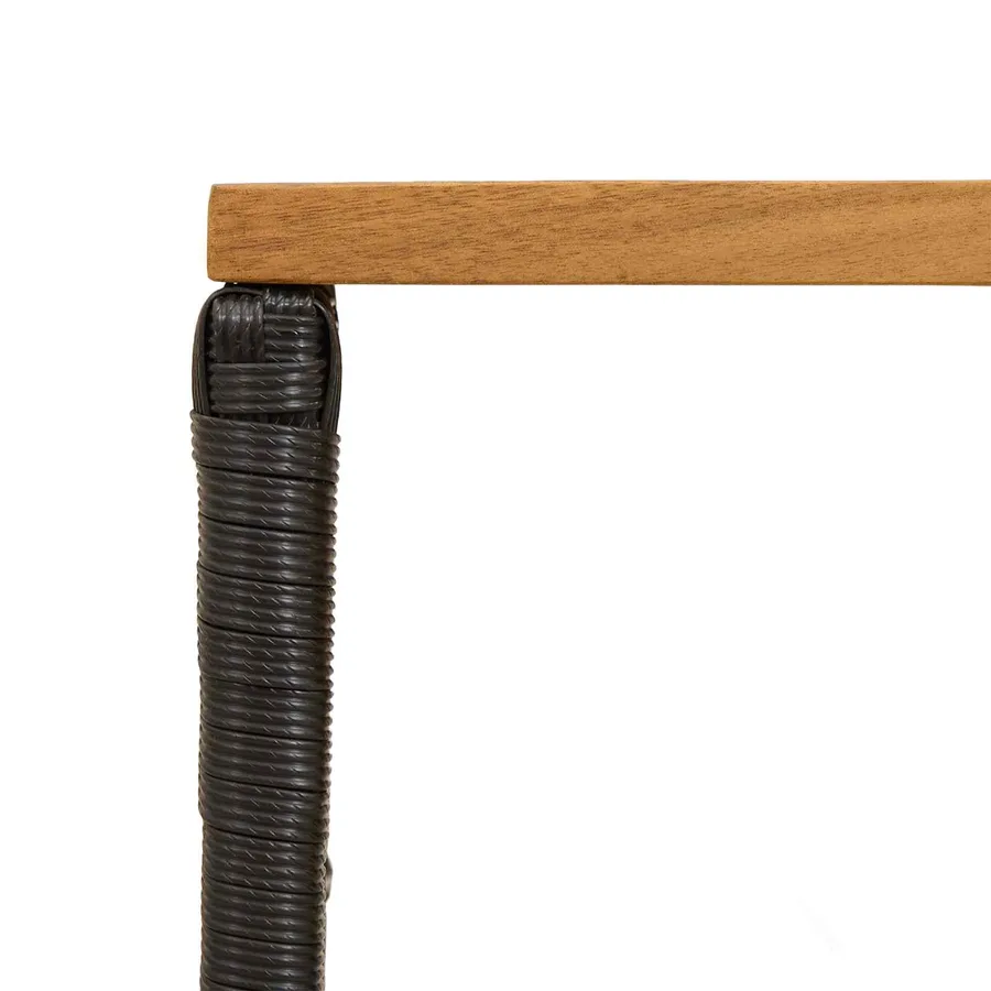 Table de jardin Noir 80 x 40 x 40 cm Acier et Rattan Poly - 10