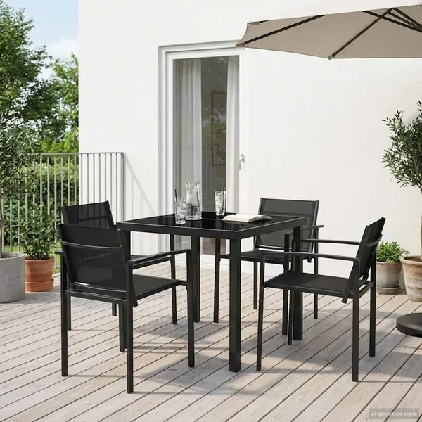 Ensemble de meubles d'extérieur 5 pcs Noir et anthracite