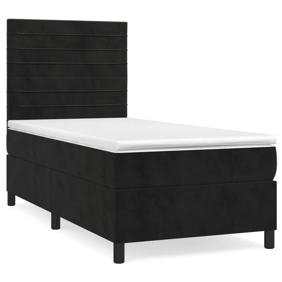 Sommier à lattes de lit avec matelas Noir 90x190 cm Velours - 2