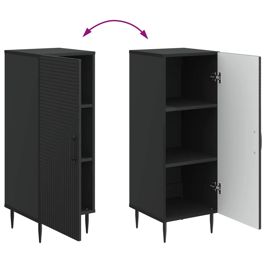 Buffet Noir 33 x 34,5 x 89,5 cm Bois d'ingénierie - 11