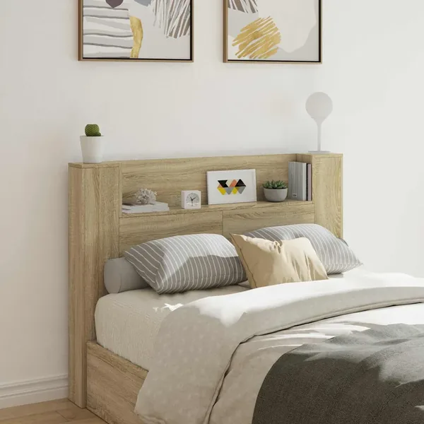 Cabinet de Tête de Lit avec LED Sonoma 140 x 16,5 x 103,5 cm