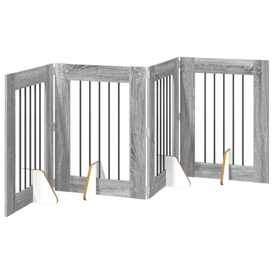 Porte de chien pliable avec supports 4 pcs Sonoma gris 241 cm - 2