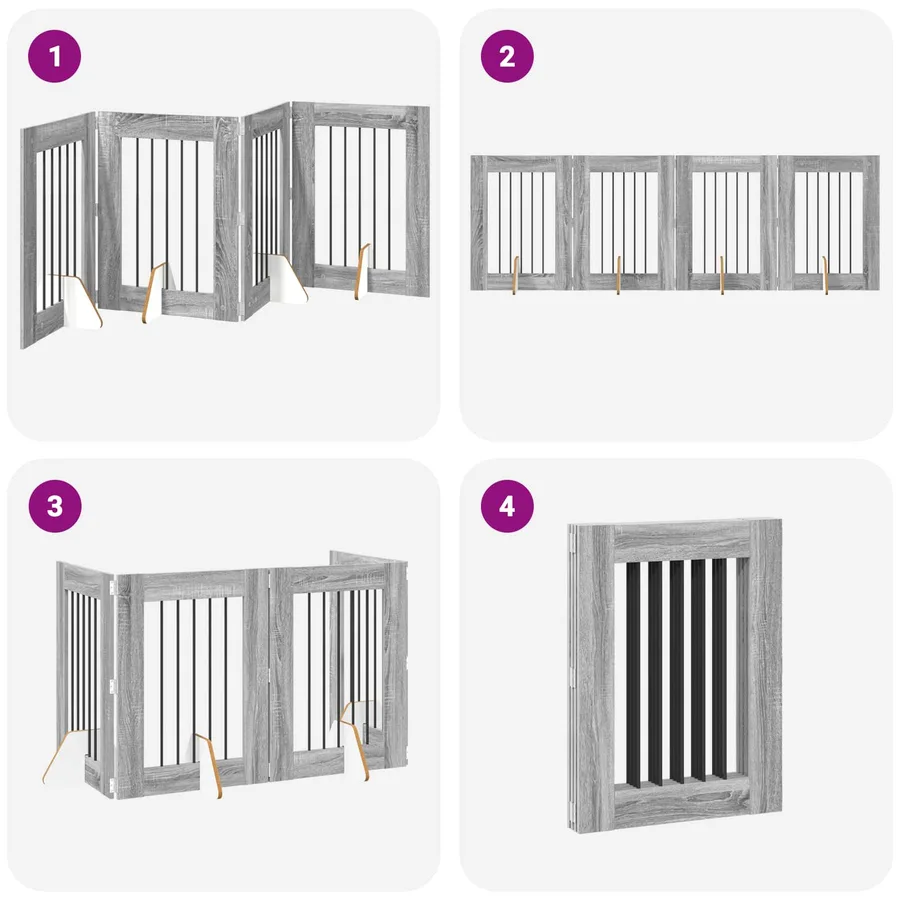 Porte de chien pliable avec supports 4 pcs Sonoma gris 241 cm - 7