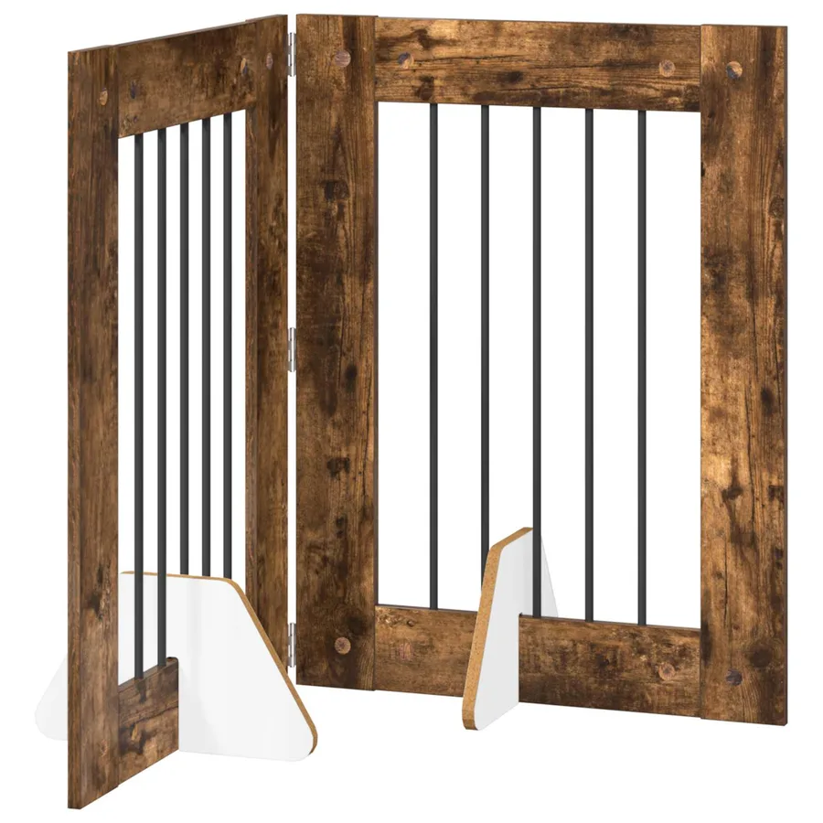 Porte de chien pliable avec supports 2 pcs Chêne fumé 120,5 cm - 2