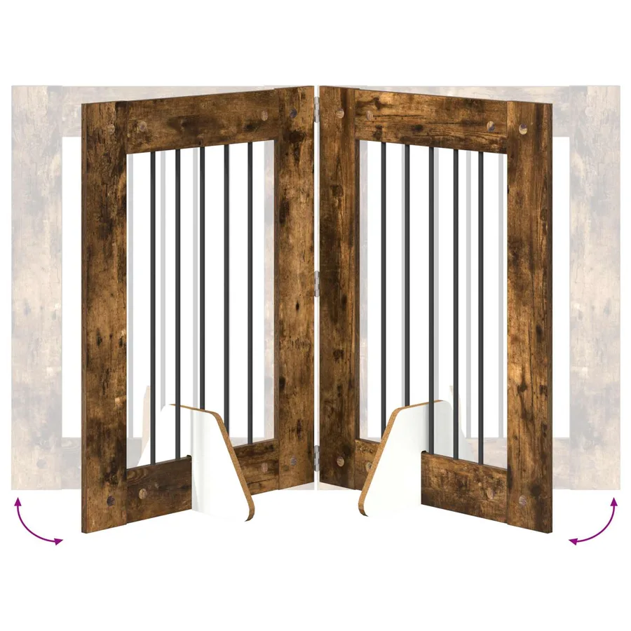 Porte de chien pliable avec supports 2 pcs Chêne fumé 120,5 cm - 7