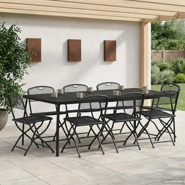 Ensemble de meubles d'extérieur 9 pcs Anthracite Fer et Acier